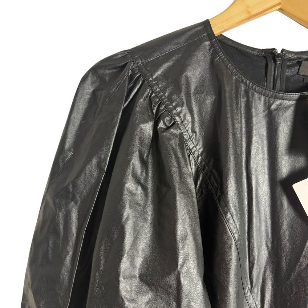 Isabel Marant Drea Black Faux Leather Long Sleeve Midi Dress Size 4 - Picture 6 of 16